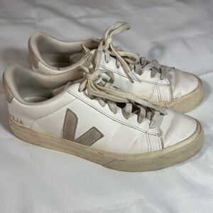 Veja Campos White Leather Casual Sneakers Size 8